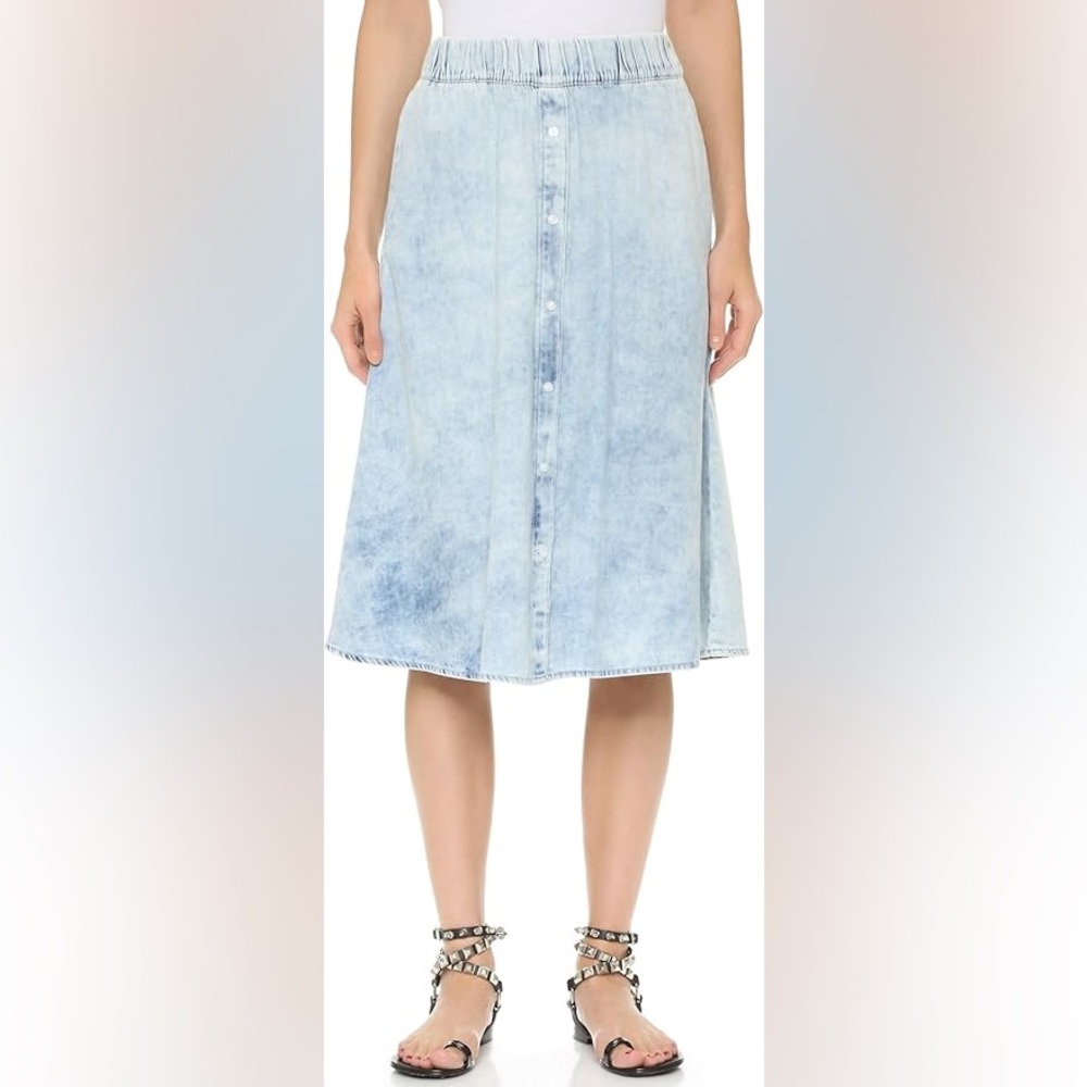 Cheap Monday Scaler Detonation 100% cotton acid wash button elastic midi skirt